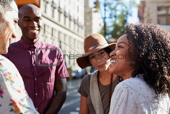 Group Of Friends Meeting On Urban Street In New York City