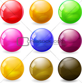 Set of colored glossy spheres