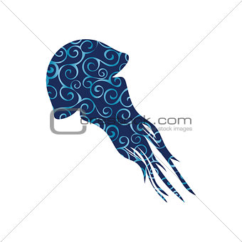 Medusa aquatic spiral pattern color silhouette animal
