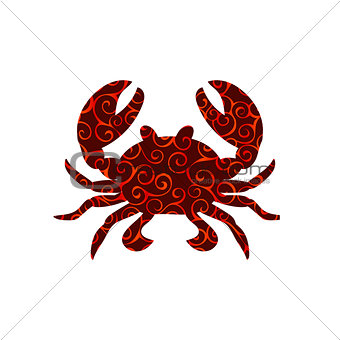 Crab spiral pattern color silhouette aquatic animal