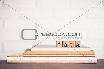 The word Data and copy space background.