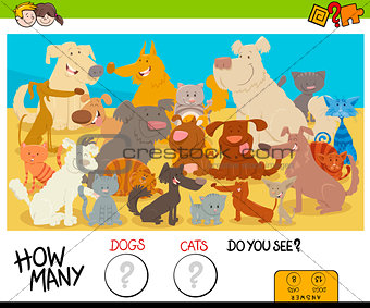 counting cartoon cats and dogs educational game