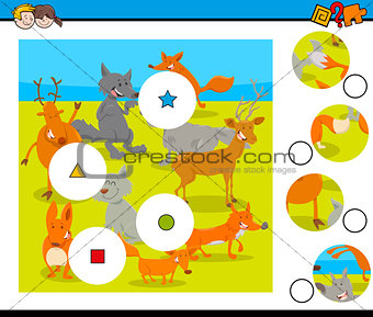 match pieces puzzle with wild animals group