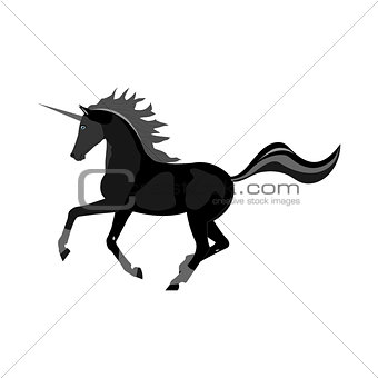 Unicorn black-headed on a white background, realistic vector illustration.