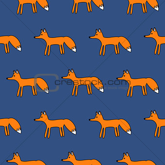 Cute fox seamless simple vector pattern.