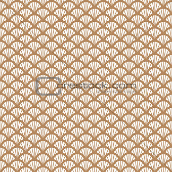 Art deco gold and white fish scale geometric style pattern.