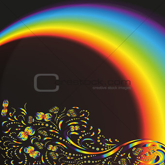 Pattern on the background with a rainbow