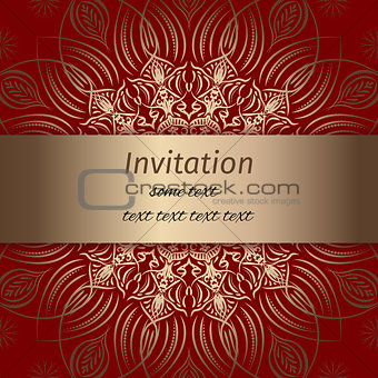 Invitation in red and gold colours