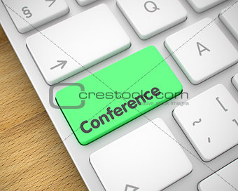 Conference - Inscription on the Green Keyboard Button. 3D.