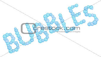 Bubbles sign made from soap bubbles, bubbles word, vector logotype, badge