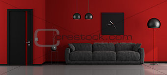 Black and red minimalist lounge