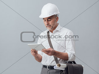 Architect using a digital tablet