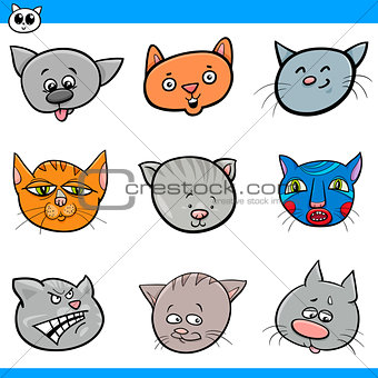 cartoon cats and kittens heads collection