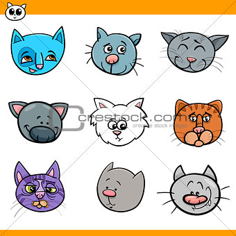 cartoon cats and kittens icons set