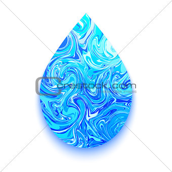 Blue marble water drop