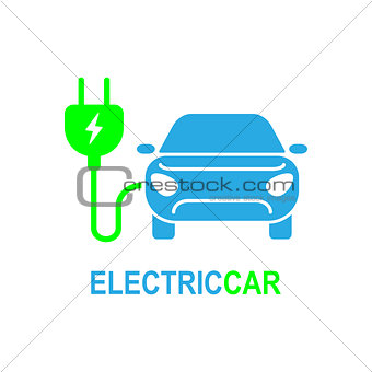 Electro car. Simple Related Vector Icon Set for Video, Mobile Apps, Web Sites, Print Projects and Your Design. Flat Illustration on White Background