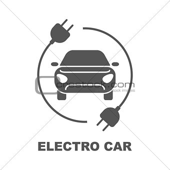 Electro car logo, flat, digital icon for web and mobile