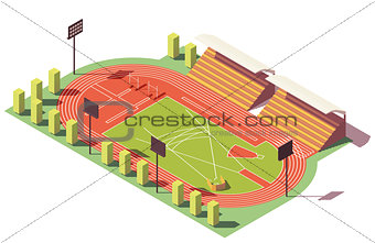 Vector isometric low poly athletics stadium