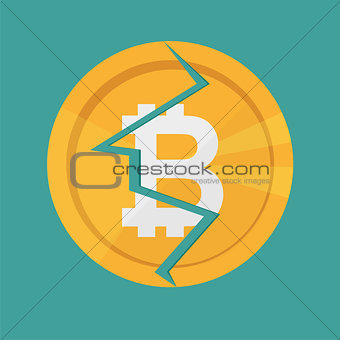 Crypto currency Bitcoin internet virtual money. Vector icon of the bitcoin