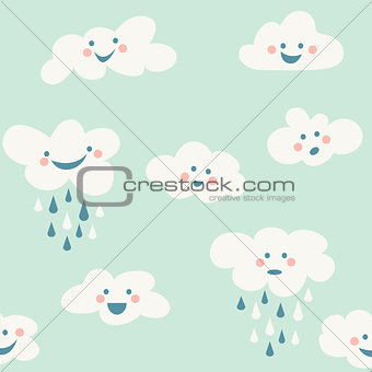 Cute baby cloud pattern vector seamless