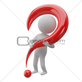 3D Illustration Symbolical Man And Question Mark