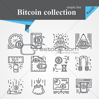 Bitcoin outline icon set