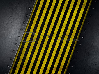 Grunge style background with yellow and black warning stripes