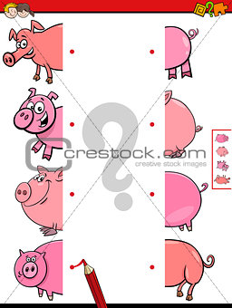 match halves of pigs educational game