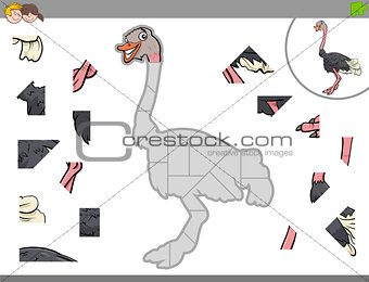 jigsaw puzzle game with ostrich bird animal