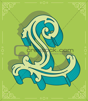 Colored vector illustration of capital letter L