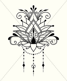 Abstract lotus flower in Indian style.