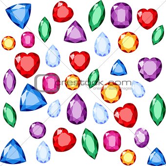 Set of realistic jewels. Colorful gemstones. Vector gemstone Illustration