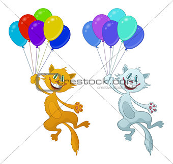 Funny Cat with Balloons, Set