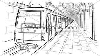 Hand drawn sketch Saint Petersburg subway station