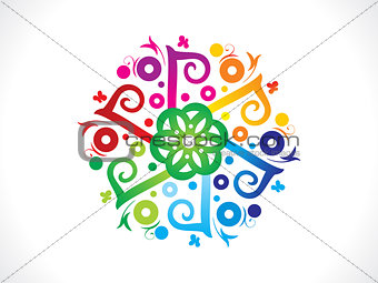 abstract artistic creative rainbow floral circle