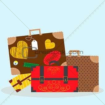 Vector illustration with luggage -bags and suitcases. Eps10 file.