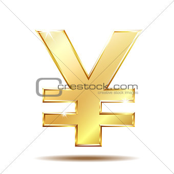 Shiny golden yen currency symbol