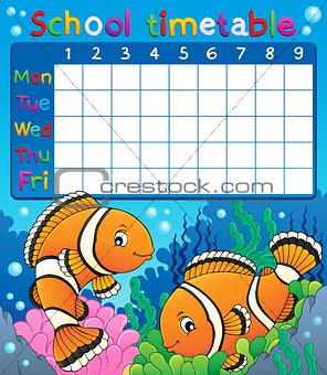 School timetable with clownfish theme