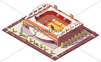Vector isometric low poly basketball stadium
