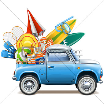 Vector Pickup Truck with Beach Accessories