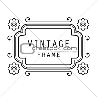 Vintage grayscale frame in a lineart style