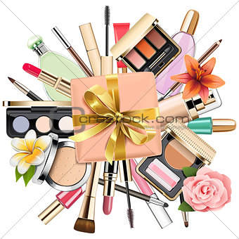 Vector Makeup Cosmetics with Gift