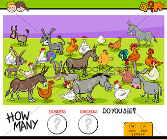 counting donkeys and chickens educational game