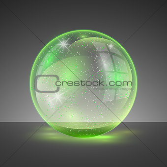 Vector illustration of transparent clear shiny crystal ball logo.