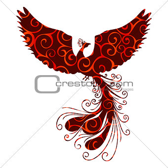 Phoenix bird pattern silhouette ancient mythology fantasy