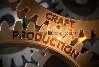 Craft Production on Golden Cog Gears. 3D Illustration.