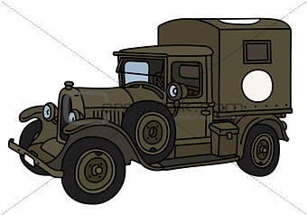 The vintage military ambulance truck