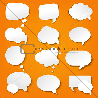 Speech Bubble Collection In Orange Background