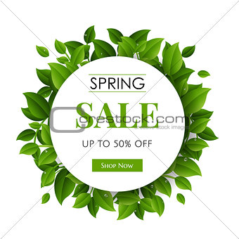 Spring Sale Text With Green Branches
