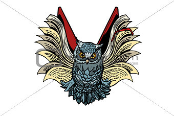owl book flies, isolate on white background